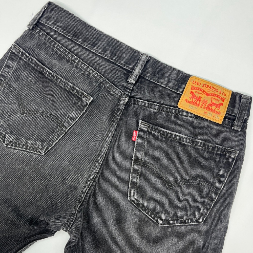 Levi's 505 Jeans Men's 33x34 Faded Black Straight Leg Regular Fit Denim
